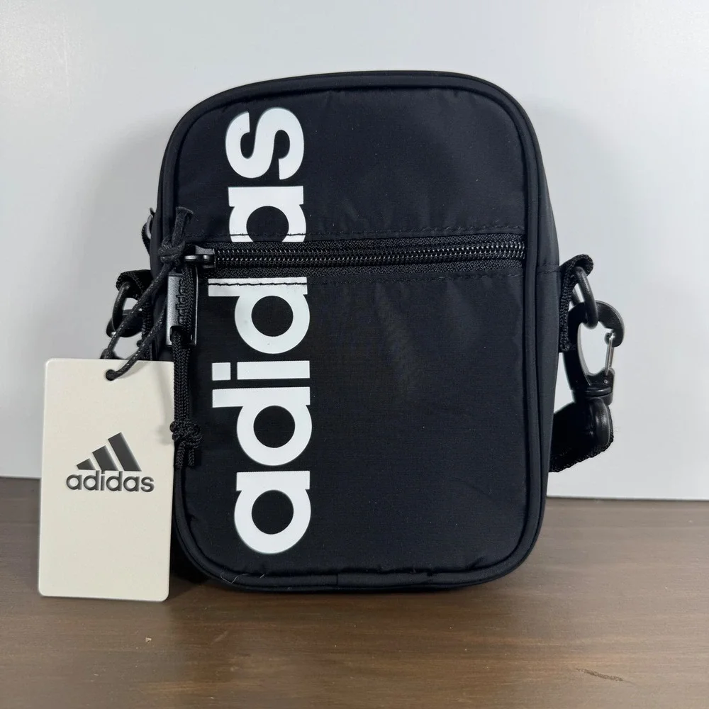 Adidas Core Festival Crossbody Bag Logo Adjustable Strap Black White OS NEW